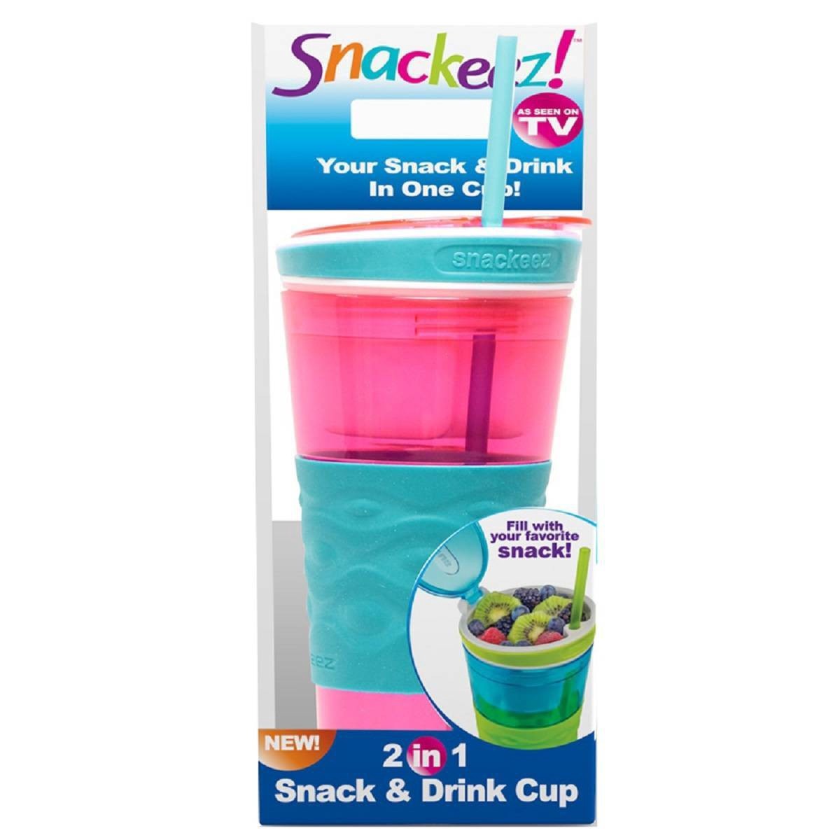 slide 1 of 12, Snackeez 2-in-1 Snack & 24oz Drink Cup Pink/Purple, 24 oz