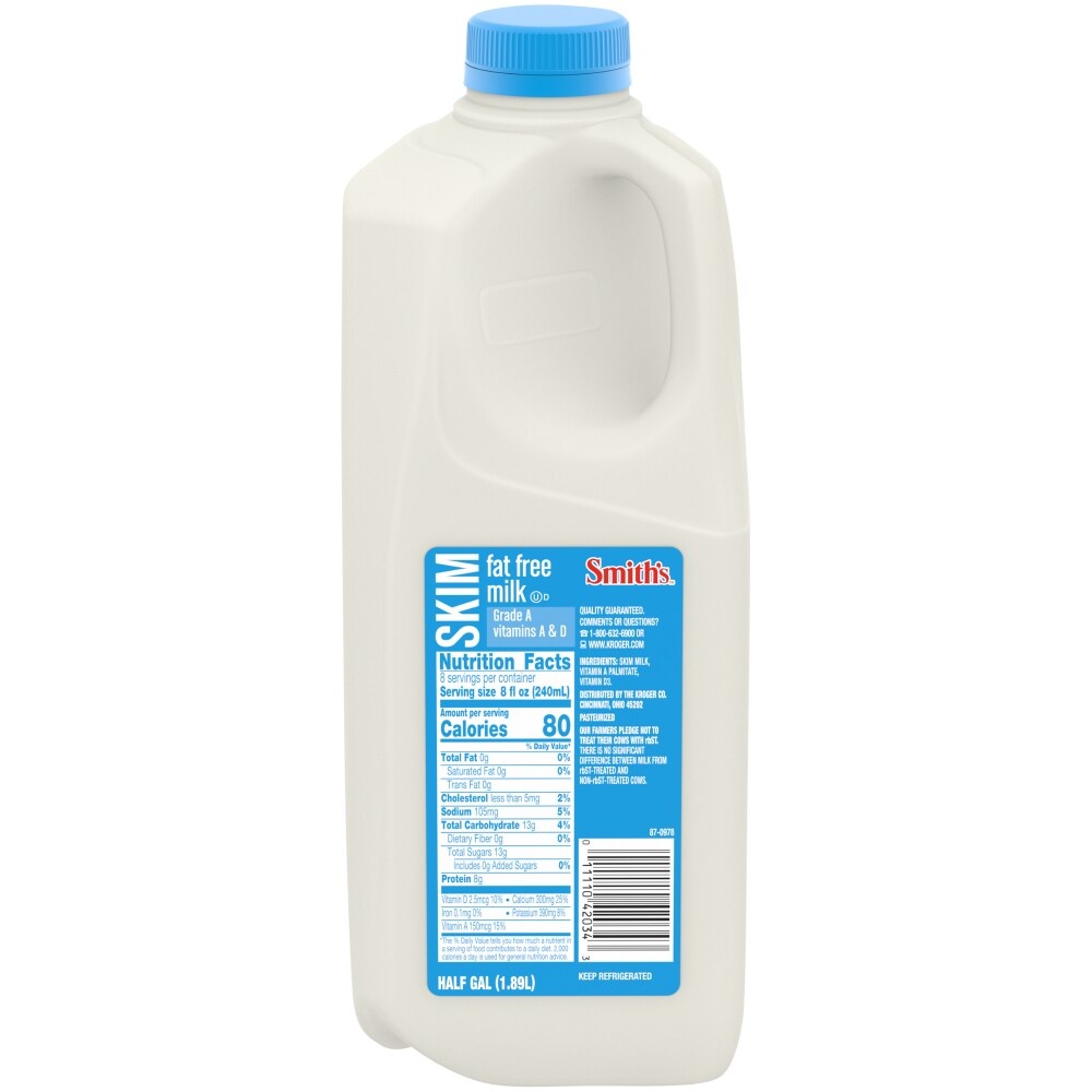 slide 1 of 1, Smith's Fat Free Skim Milk, 1/2 gal