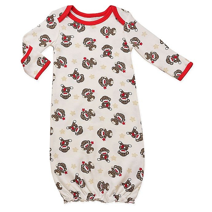 slide 1 of 1, Baby Starters Sock Monkey Gown - White, 1 ct