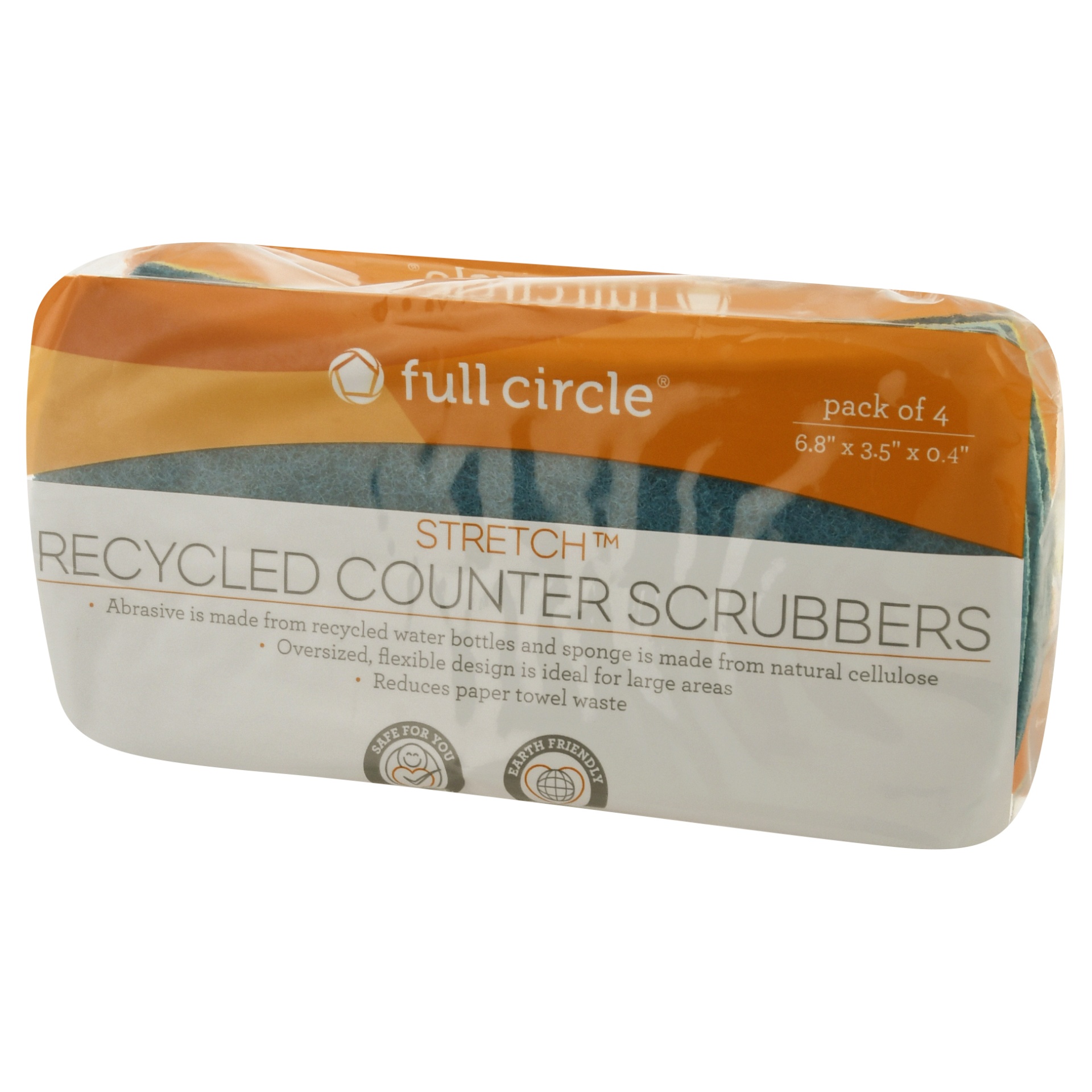 slide 1 of 1, Full Circle Stretch Teal Counter Scrubbers, 4 ct