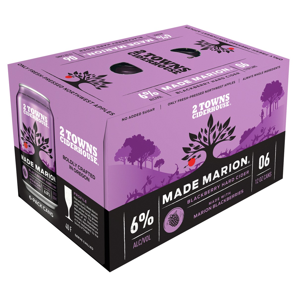 slide 3 of 9, 2 Towns Ciderhouse Made Marion Blackberry Hard Cider 6 - 12 oz Cans, 6 ct