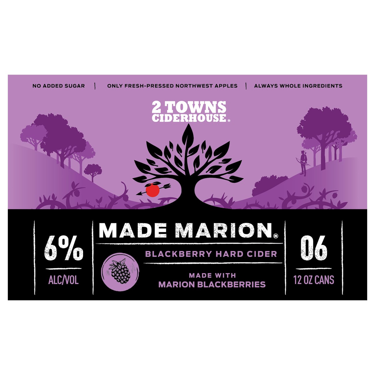 slide 1 of 9, 2 Towns Ciderhouse Made Marion Blackberry Hard Cider 6 - 12 oz Cans, 6 ct