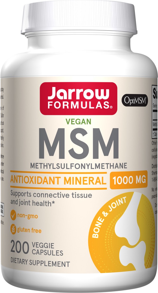 slide 2 of 4, Jarrow Formulas MSM 1000 mg - 200 Veggie Capsules - Methylsulfonylmethane - Source of Sulfur - Dietary Supplement Supports & Strengthens Joints - Up to 200 Servings, 200 ct