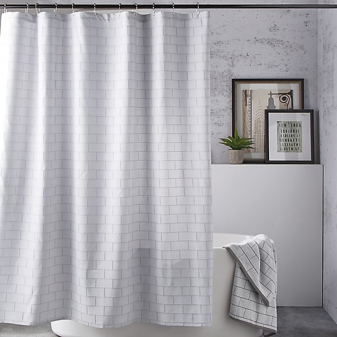 slide 1 of 2, DKNY Subway Tile Shower Curtain - Grey, 1 ct