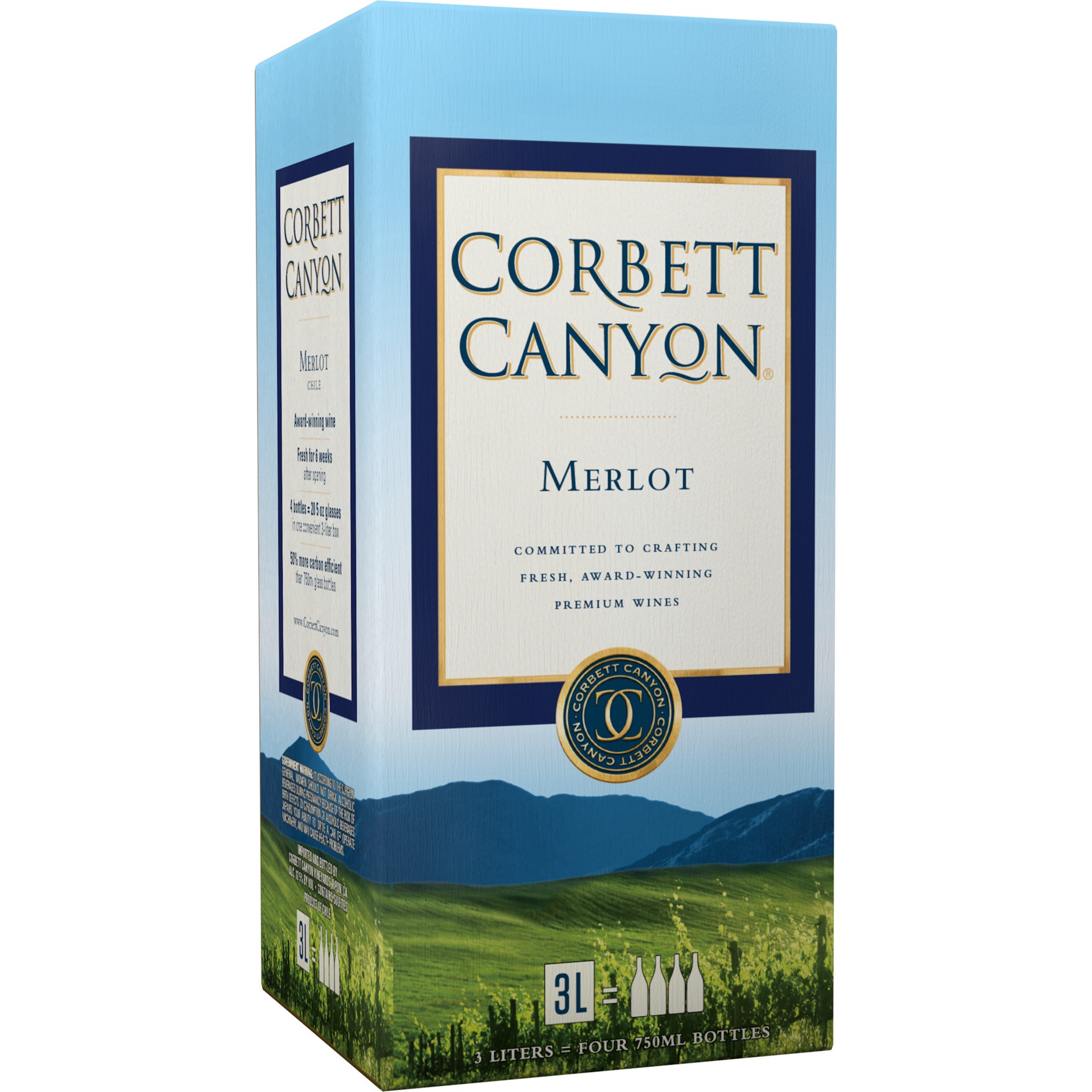 slide 1 of 2, Corbett Canyon Merlot, Red Wine, American, 1 ct, 3L Box, 3 liter