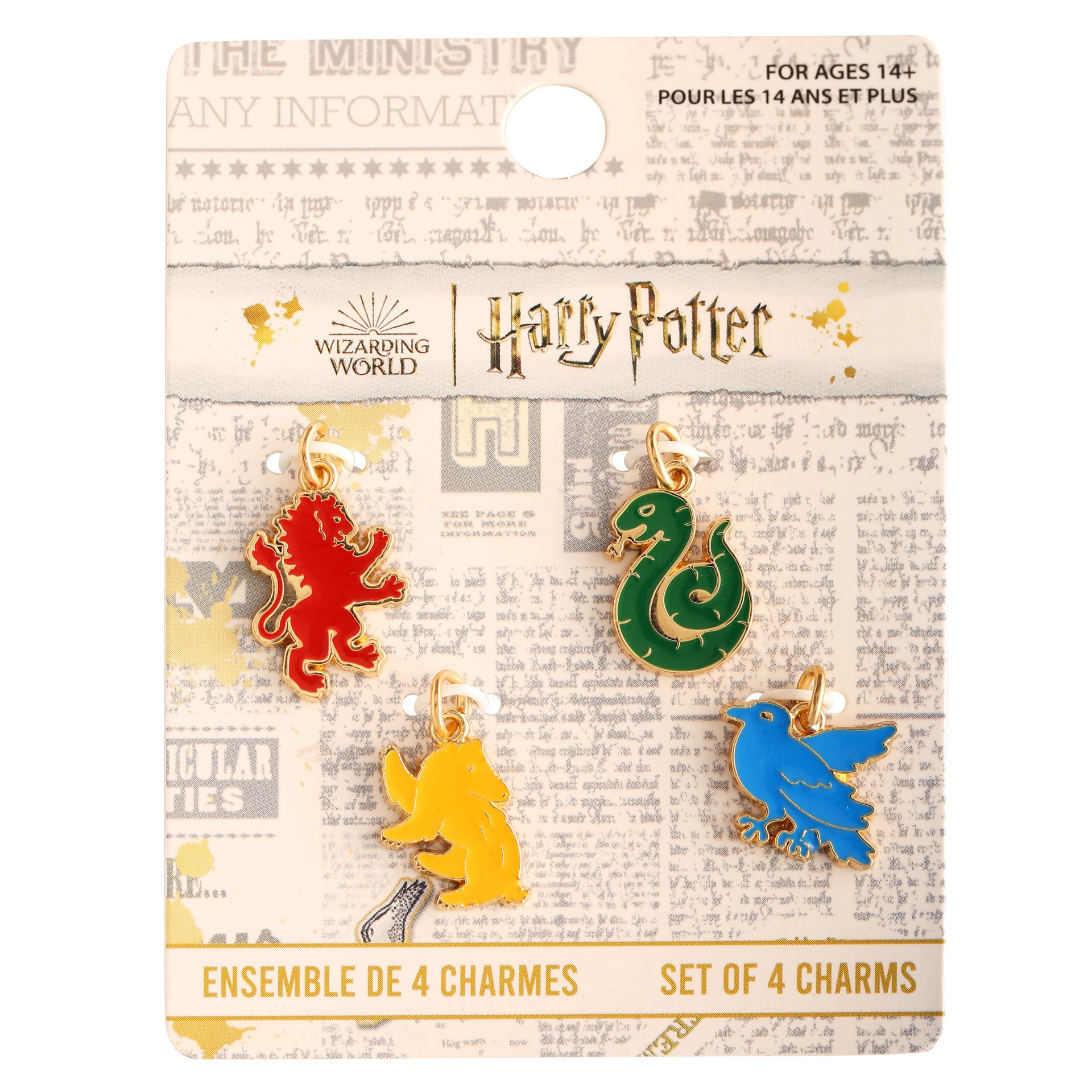 slide 3 of 3, Harry Potter Hogwarts Houses Enamel Charm Set, 0.74 in x 0.56 in x 0.06 in