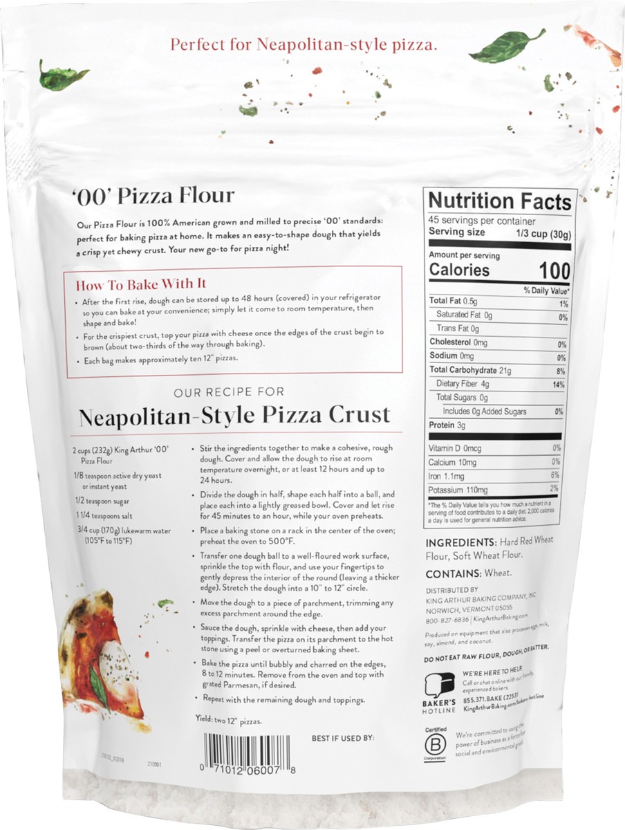 slide 3 of 3, King Arthur Neapolitan-Style 00 Pizza Flour 48 oz, 3 lb