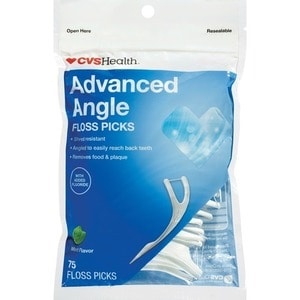 slide 1 of 1, CVS Health Advanced Angle Floss Picks, Mint Flavor, 75 ct