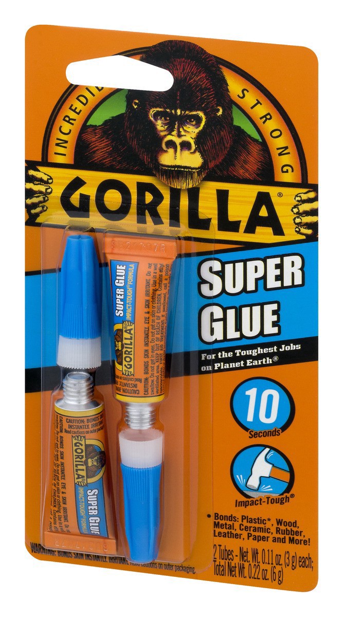 slide 13 of 13, Gorilla Super Glue 2 - 0.11 oz Tubes, 2x3g