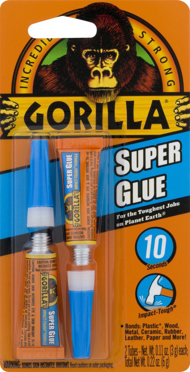 slide 9 of 13, Gorilla Super Glue 2 - 0.11 oz Tubes, 2x3g