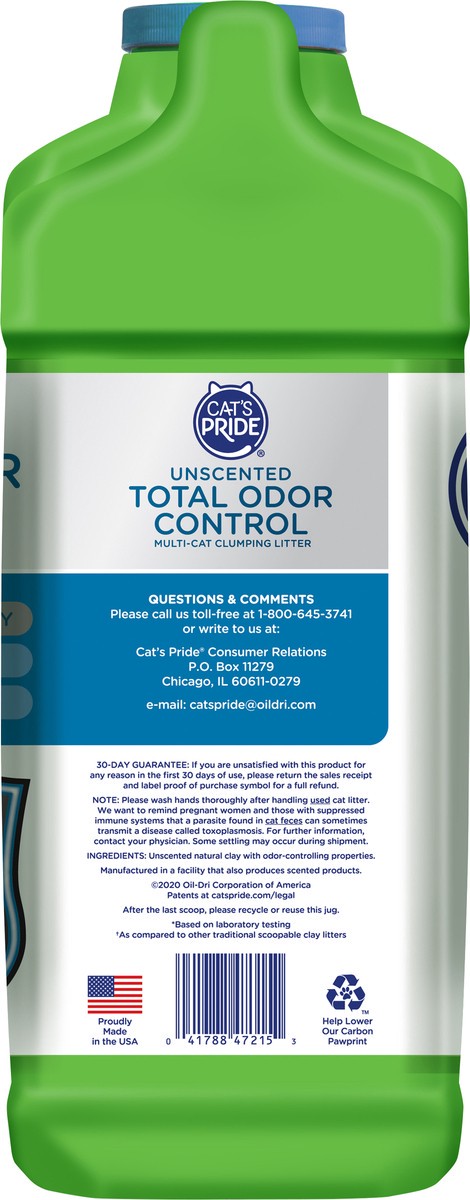 slide 5 of 5, Cat's Pride Unscented Total Odor Control Multi-Cat Clumping Litter, 15 lb