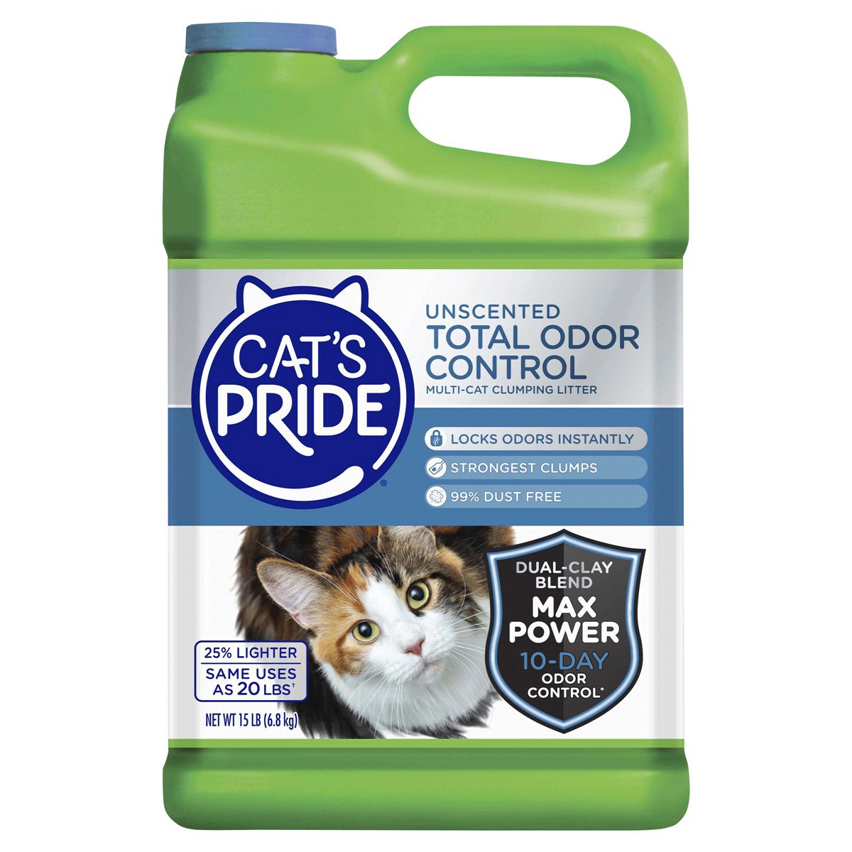 slide 1 of 5, Cat's Pride Unscented Total Odor Control Multi-Cat Clumping Litter, 15 lb