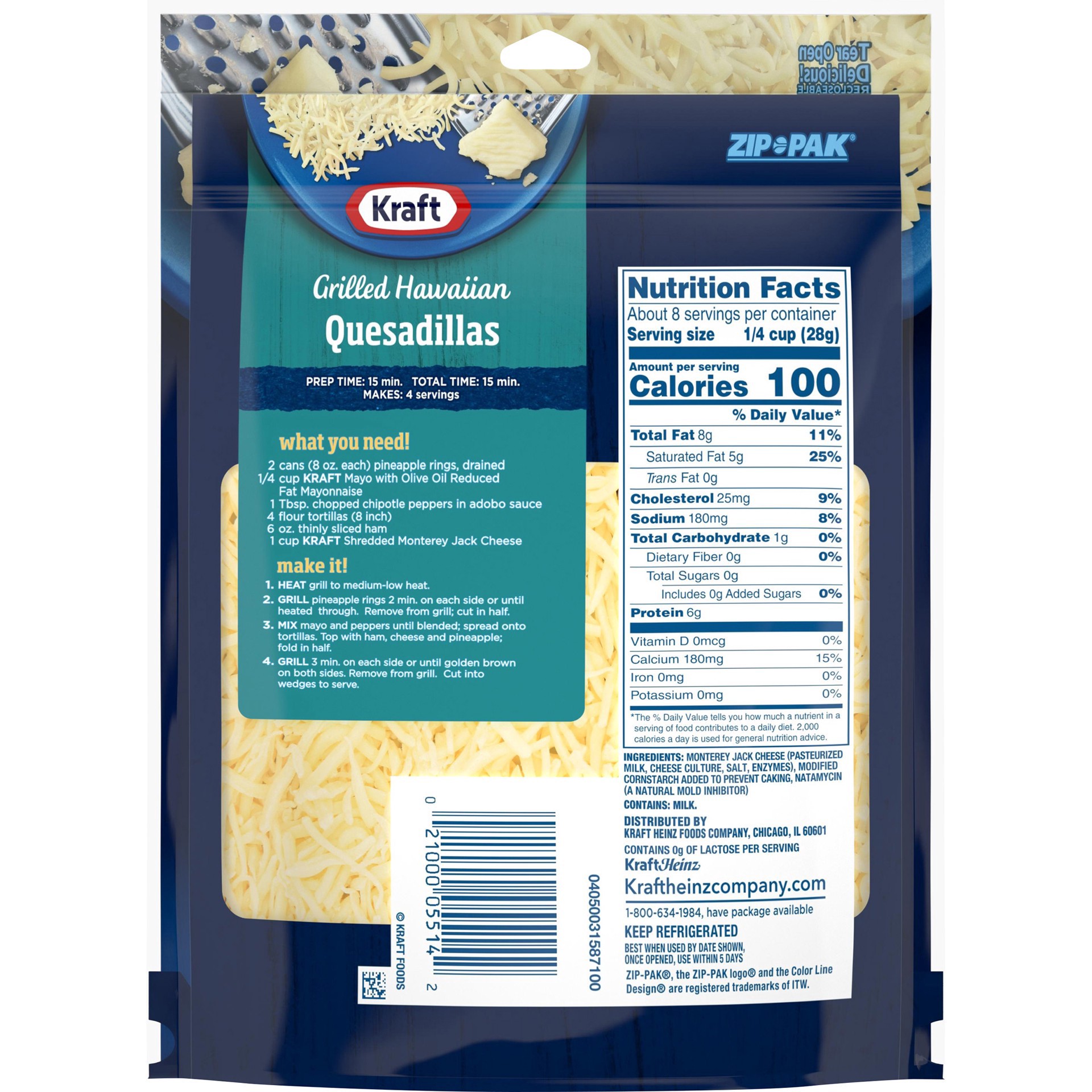 slide 5 of 14, Kraft Monterey Jack Shredded Cheese, 8 oz Bag, 8 oz