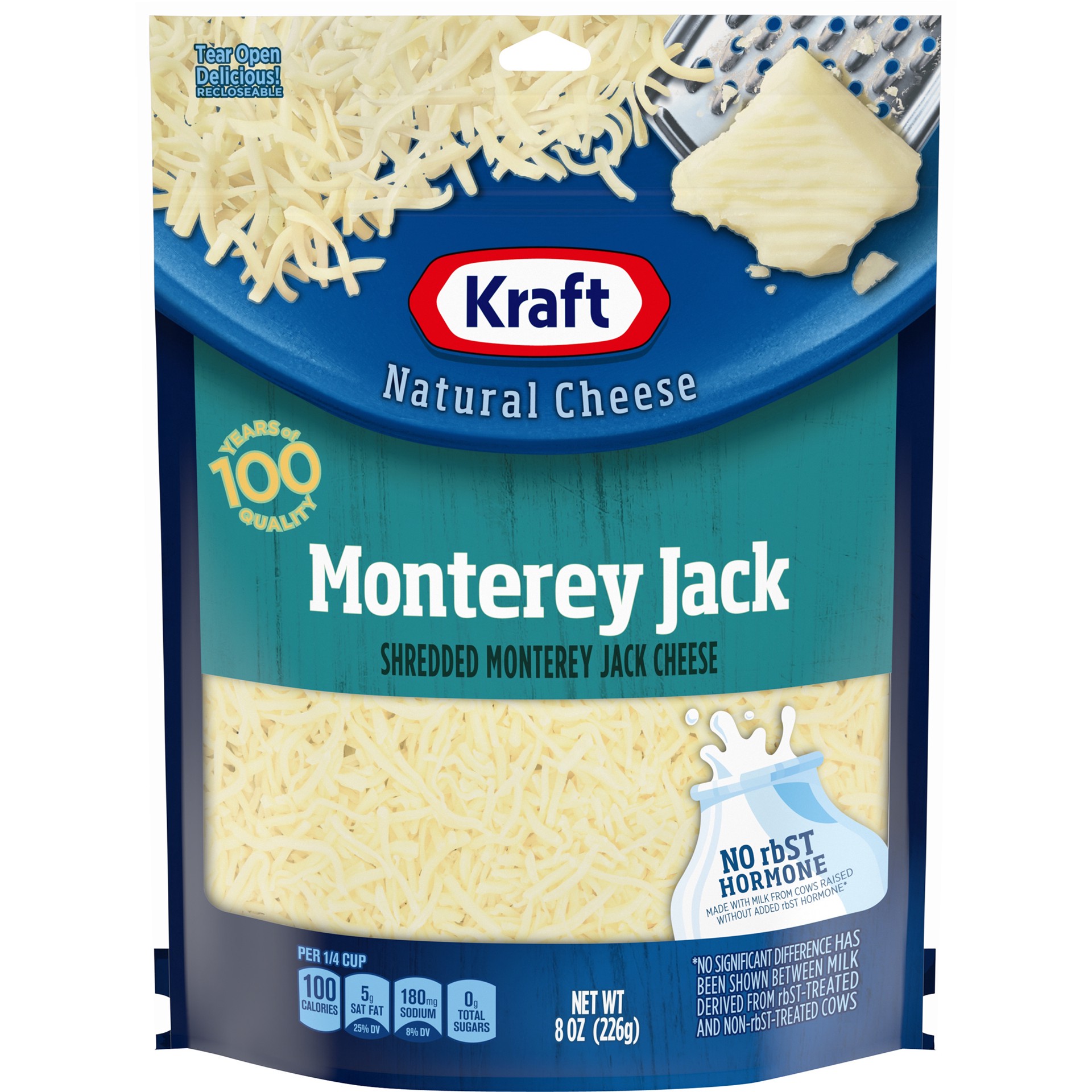 slide 1 of 14, Kraft Monterey Jack Shredded Cheese, 8 oz Bag, 8 oz