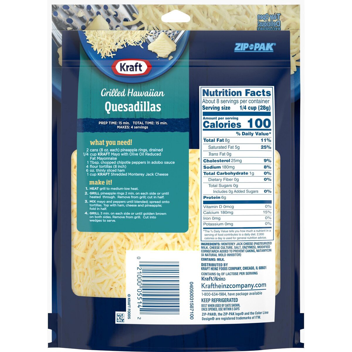 slide 9 of 14, Kraft Monterey Jack Shredded Cheese, 8 oz Bag, 8 oz