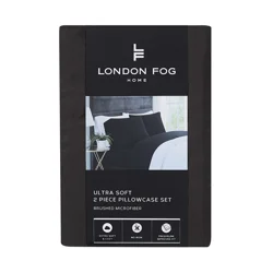 London Fog Microfiber Pillowcase Set (2) King Black