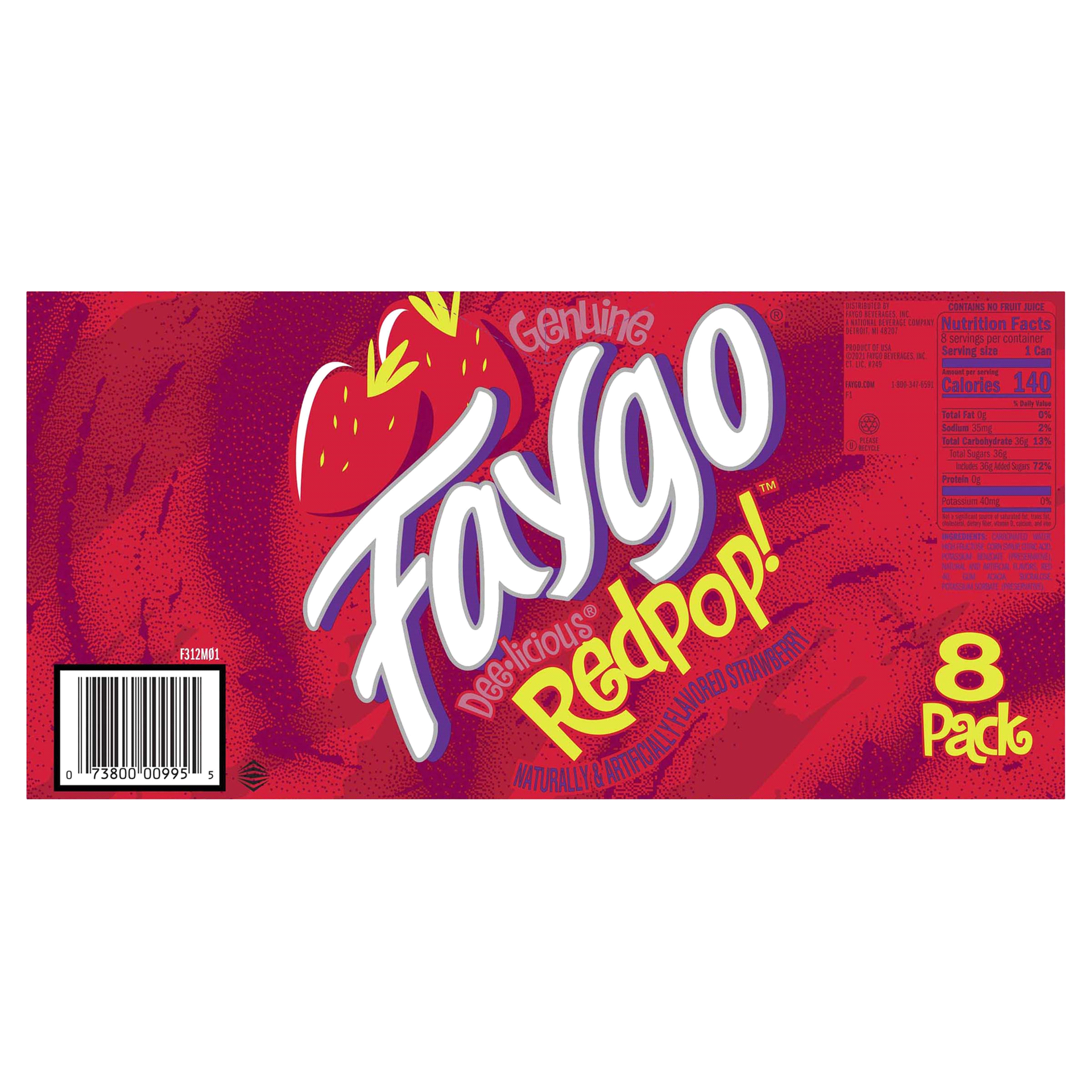 slide 5 of 5, Faygo Redpop, Strawberry, 8 ct; 12 oz