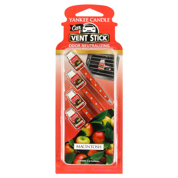 slide 1 of 2, Yankee Candle Car Vent Stick Macintosh Air Freshener, 4 ct