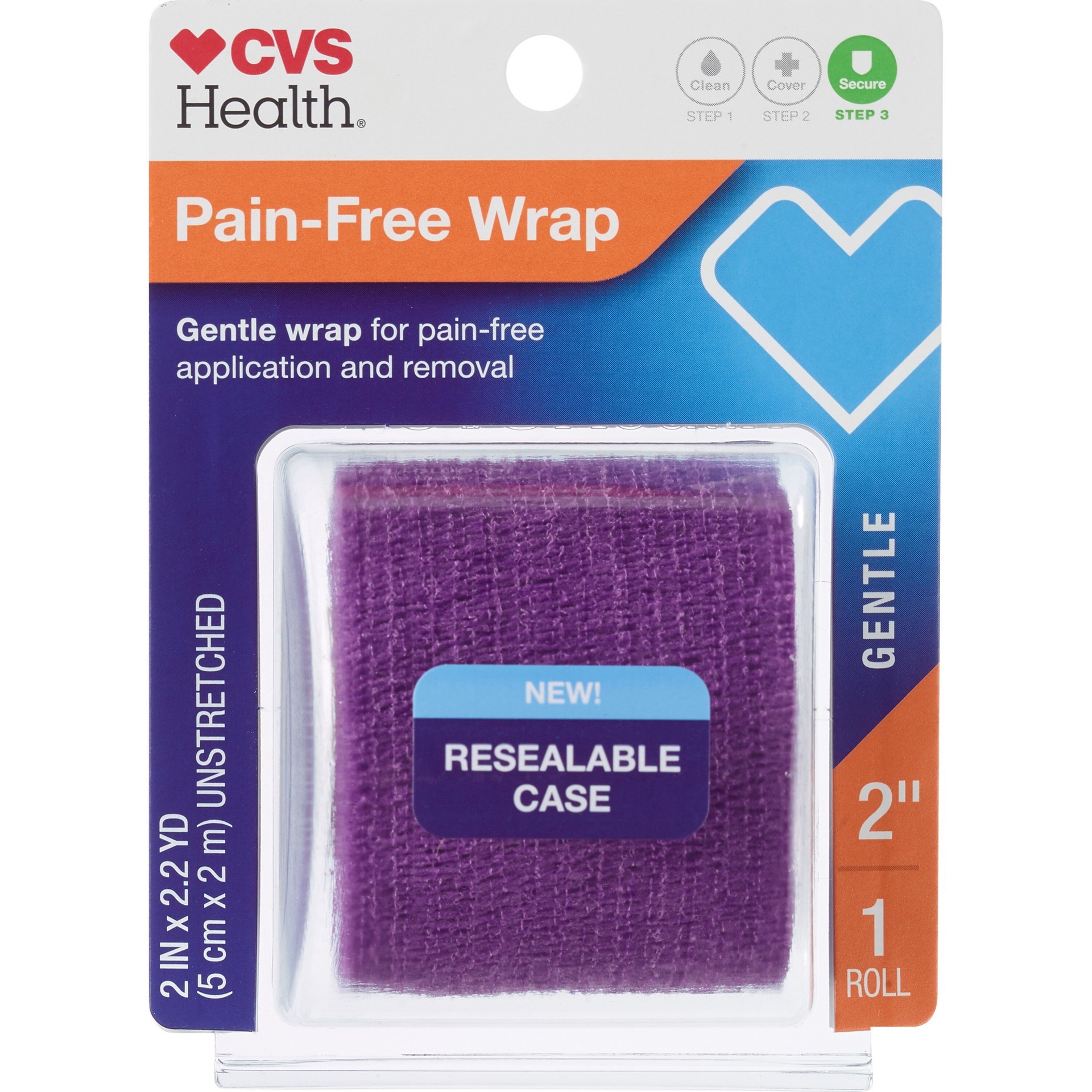 slide 1 of 1, CVS Health Pain-Free Gentle Wrap, 2'', Purple, 1 Ct, 1 ct