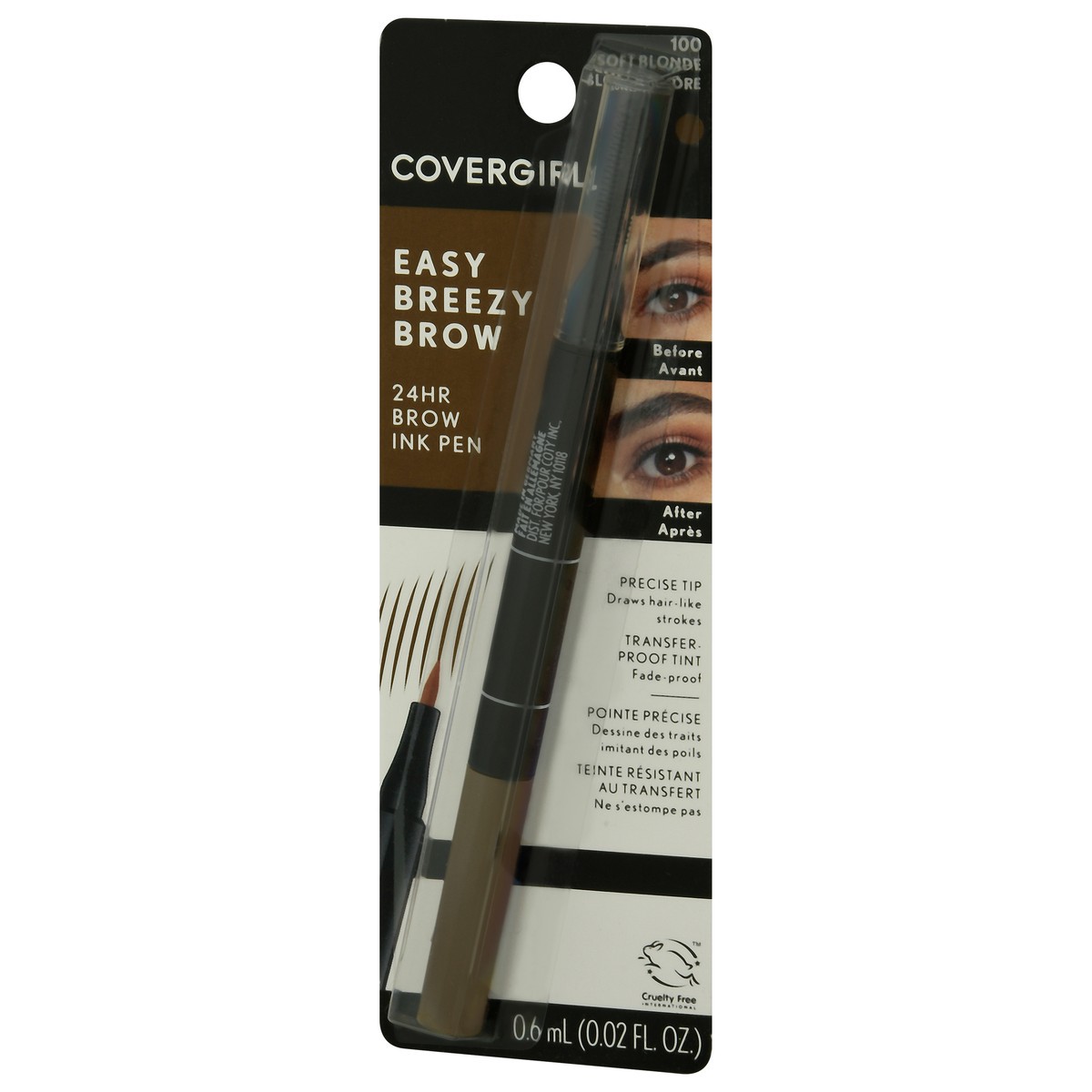 slide 10 of 11, Covergirl Easy Breezy Brow Soft Blonde 100 Brow Ink Pen 0.6 ml, 0.6 ml