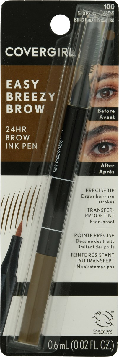 slide 1 of 11, Covergirl Easy Breezy Brow Soft Blonde 100 Brow Ink Pen 0.6 ml, 0.6 ml