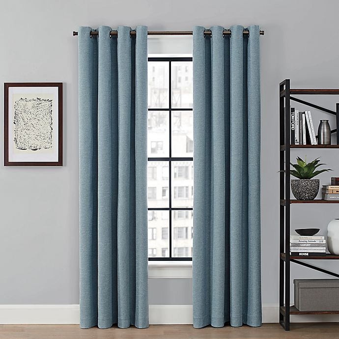slide 1 of 5, Brookstone Saville Grommet 100% Blackout Window Curtain Panel - Blue, 84 in