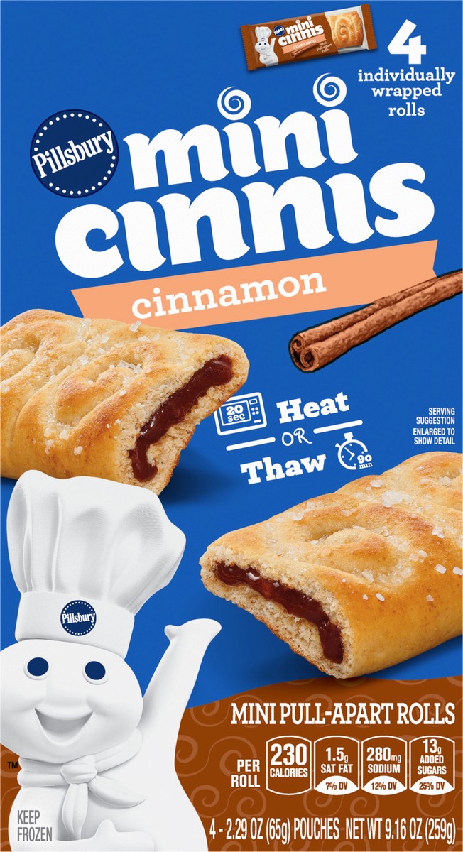 slide 11 of 13, Pillsbury Mini Cinnis, Pull-Apart Cinnamon Rolls, 4 Rolls, 9.16 oz, 4 ct