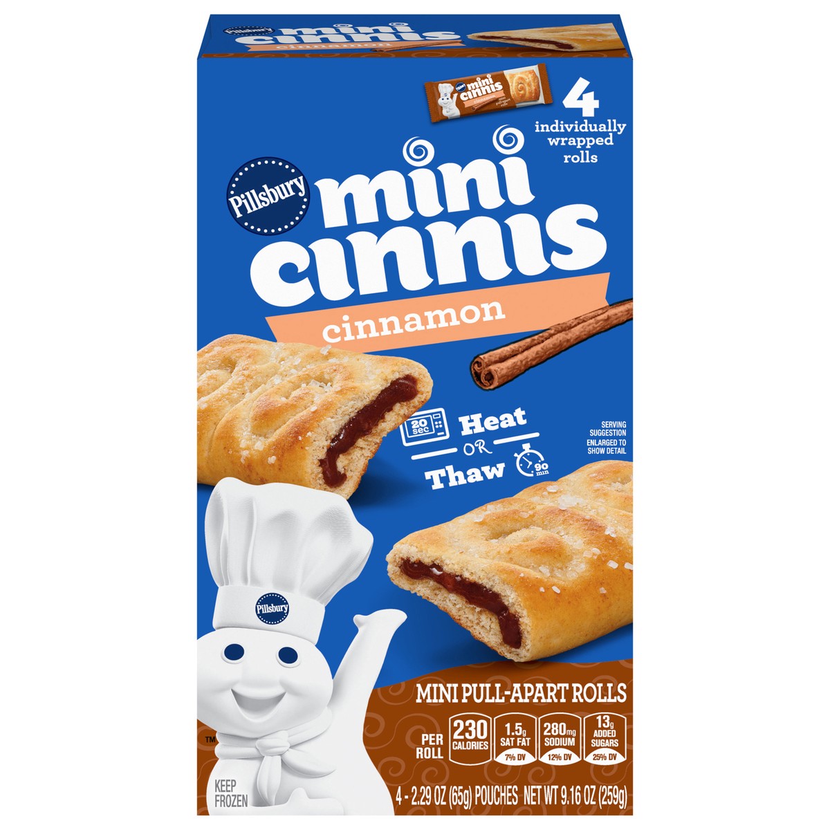 slide 5 of 13, Pillsbury Mini Cinnis, Pull-Apart Cinnamon Rolls, 4 Rolls, 9.16 oz, 4 ct