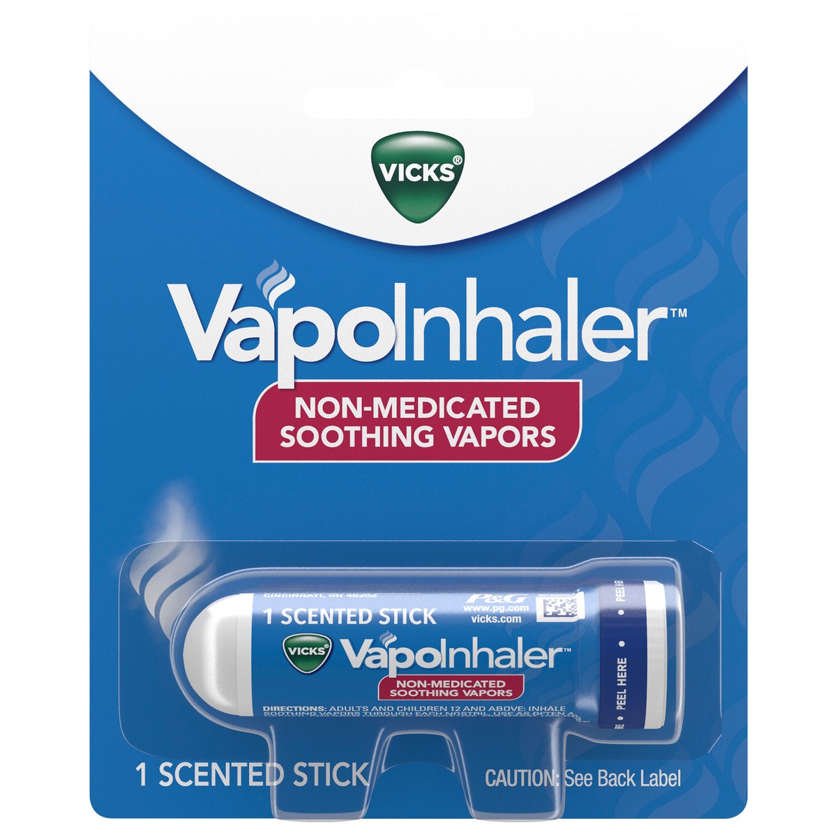 slide 1 of 3, Vicks VapoInhaler, On-the-Go Portable Nasal Inhaler, Non-Medicated, With Refreshing Vicks Vapors, Menthol Scent , 1 Scented Stick, 1 ct