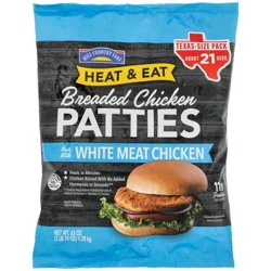 Hill Country Fare Heat & Eat Frozen Breaded Chicken Patties - Texas-Size Pack
