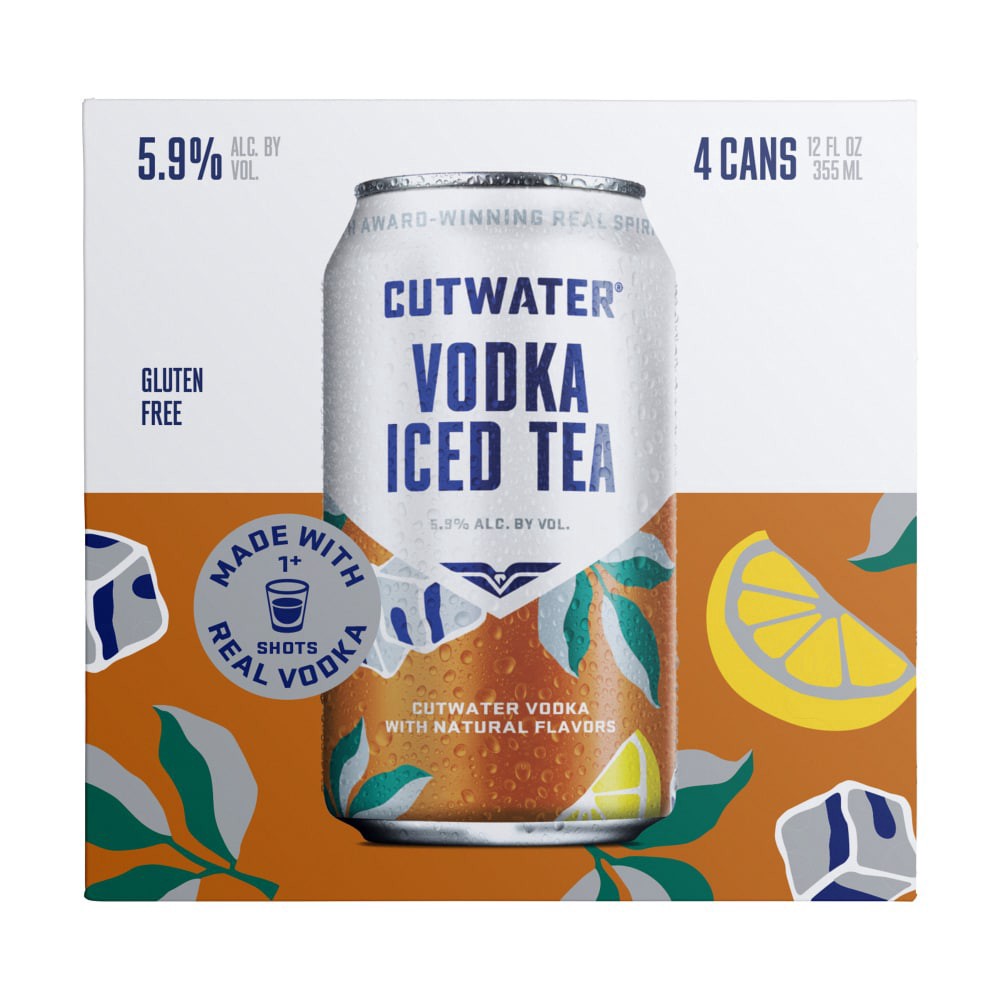 slide 2 of 6, Cutwater Spirits Vodka Tea 4 Pack, 12 fl oz Cans, 4 ct