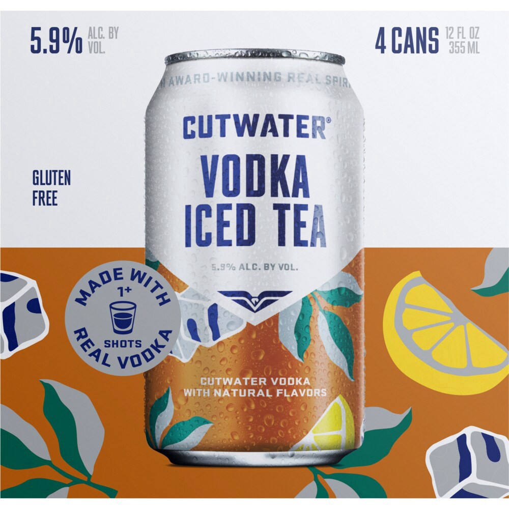 slide 3 of 6, Cutwater Spirits Vodka Tea 4 Pack, 12 fl oz Cans, 4 ct