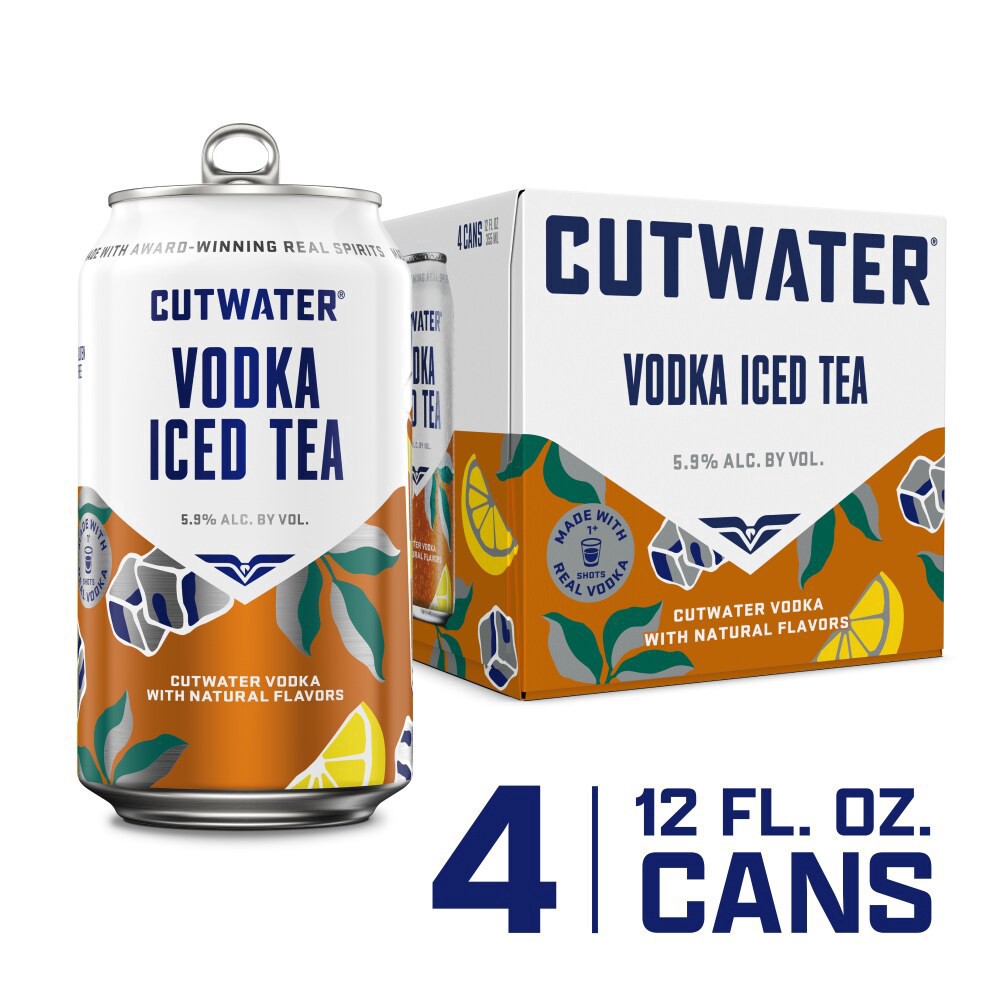 slide 1 of 6, Cutwater Spirits Vodka Tea 4 Pack, 12 fl oz Cans, 4 ct