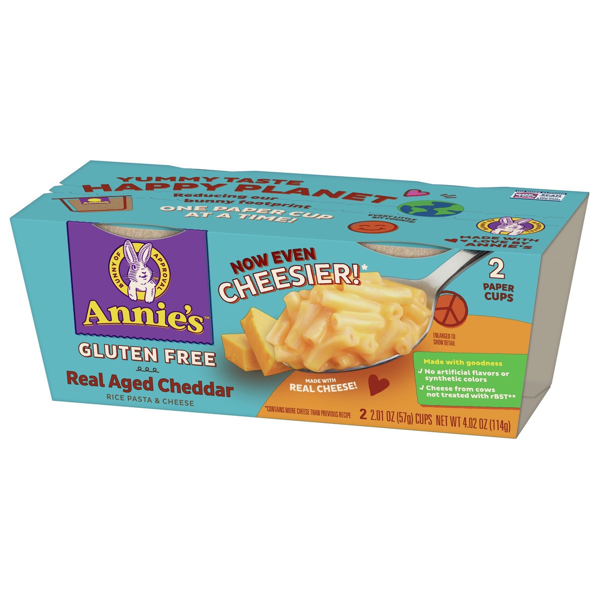 slide 9 of 9, Annie's Real Aged Cheddar Microwave Mac & Cheese with Gluten Free Pasta, 2 Ct, 2.01 OZ Cups, 2 ct