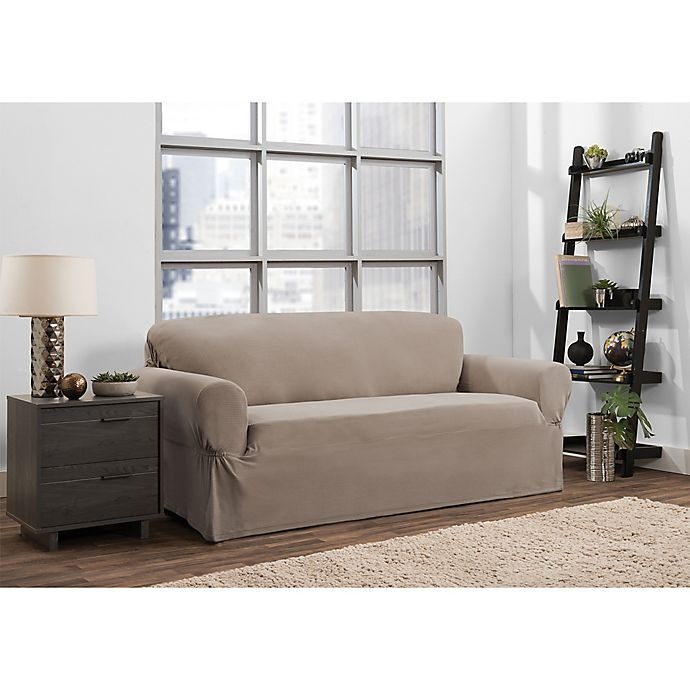 slide 1 of 1, Smart Fit Portland Stretch Sofa Slipcover - Taupe, 1 ct