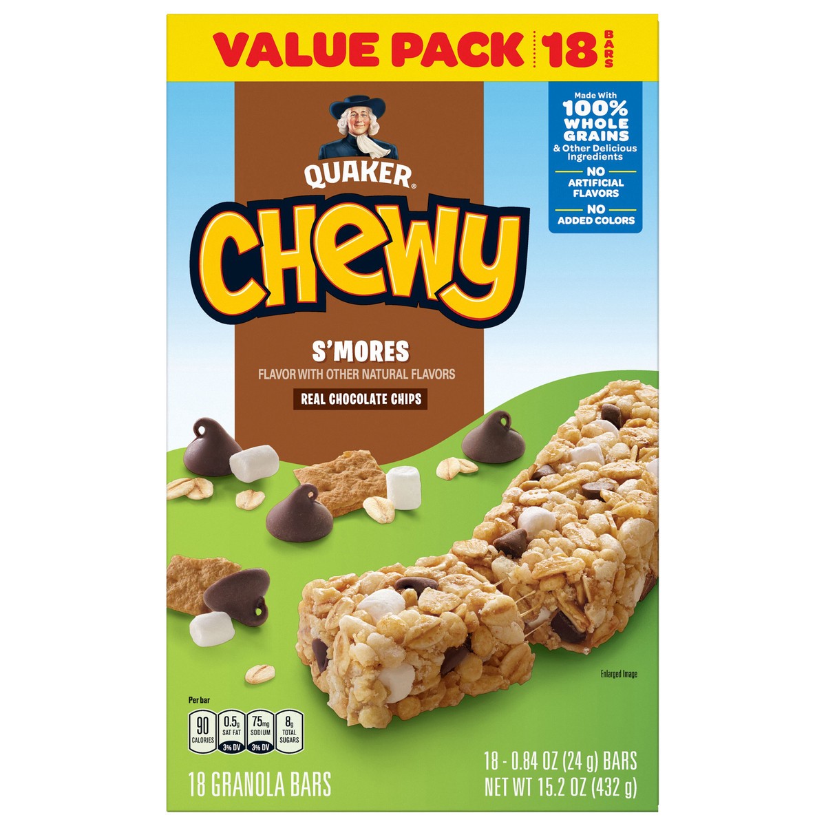 slide 1 of 6, Quaker Chewy Granola Bar S'mores 0.84 Oz 18 Count, 18 ct