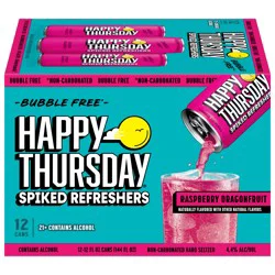 Happy Thursday Raspberry Dragonfruit Spiked Refreshers 4.4% ABV, 12 Pack, 12 fl oz Cans