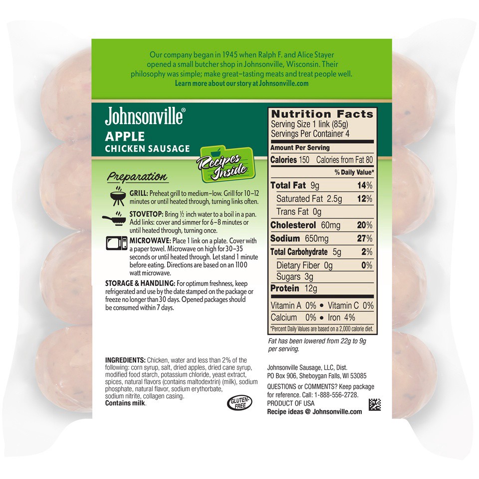 slide 2 of 2, Johnsonville Apple Chicken Sausage, 12 oz