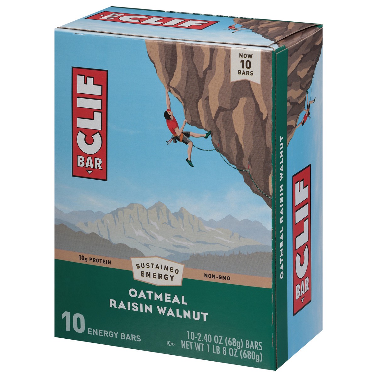 slide 7 of 12, CLIF BAR - Oatmeal Raisin Walnut - Made with Organic Oats - 10g Protein - Non-GMO - Plant Based - Energy Bars - 2.4 oz. (10 Pack), 24 oz