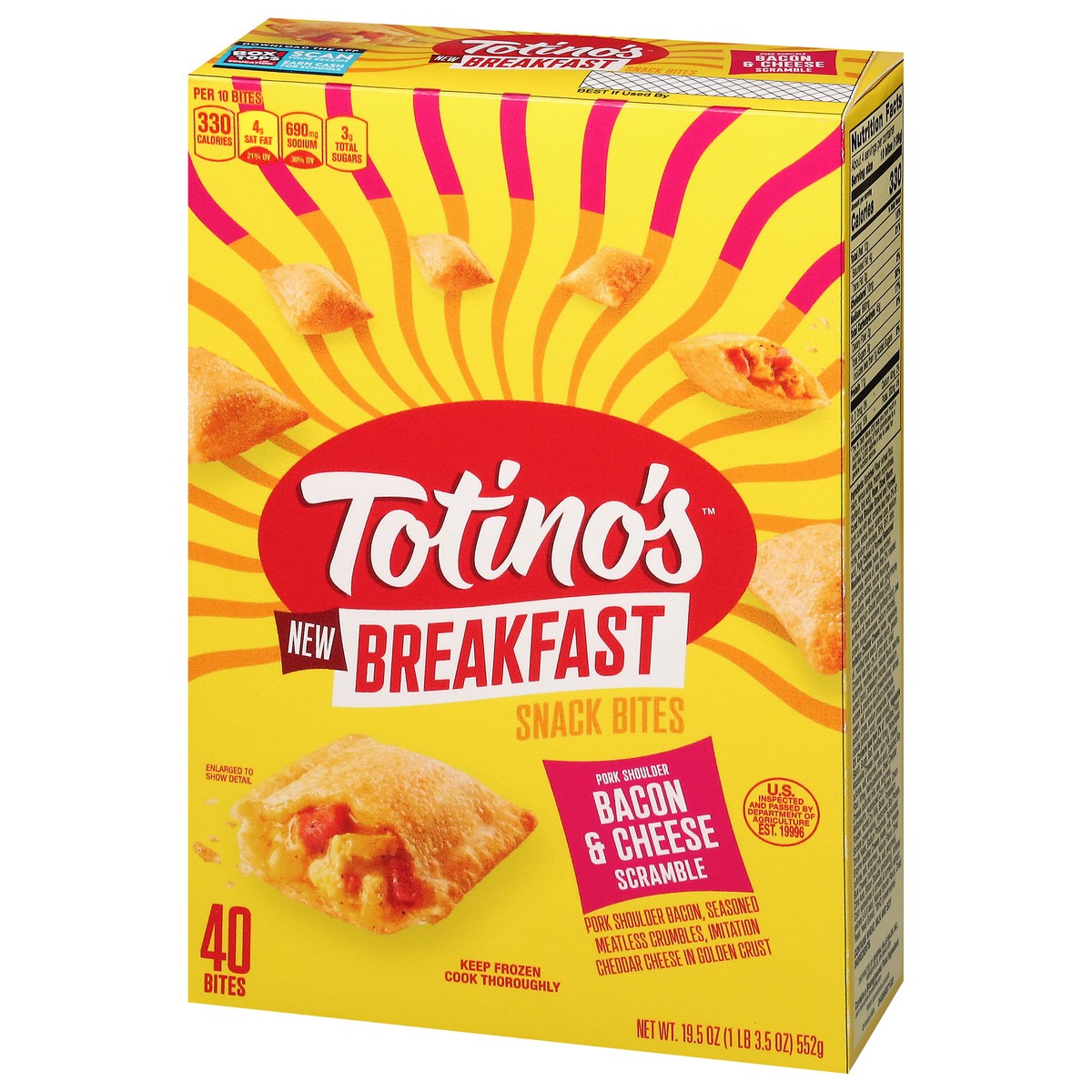 slide 4 of 16, Totino's Pork Shoulder Bacon & Cheese Scramble Breakfast Snack Bites 40 CT, 40 ct