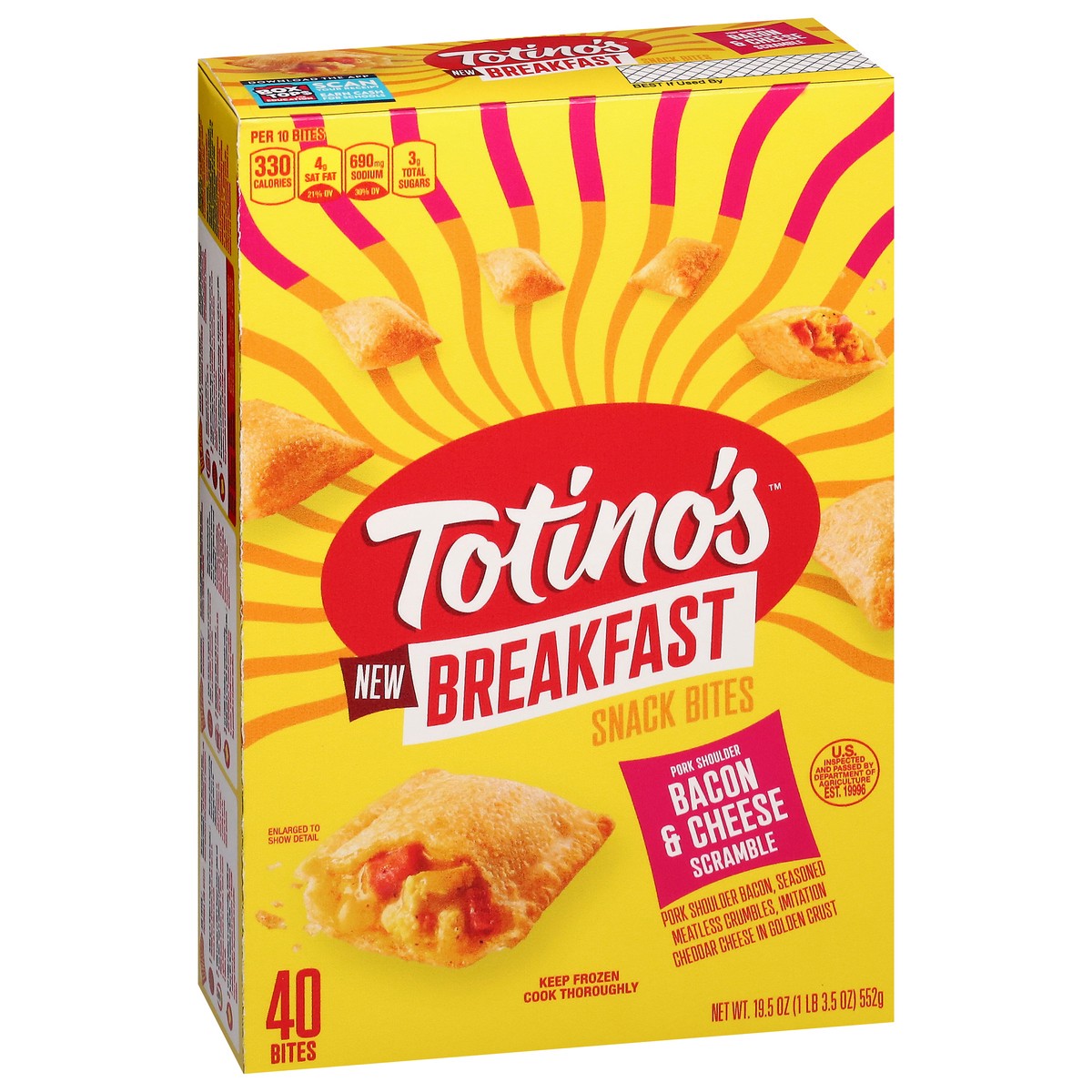 slide 12 of 16, Totino's Pork Shoulder Bacon & Cheese Scramble Breakfast Snack Bites 40 CT, 40 ct