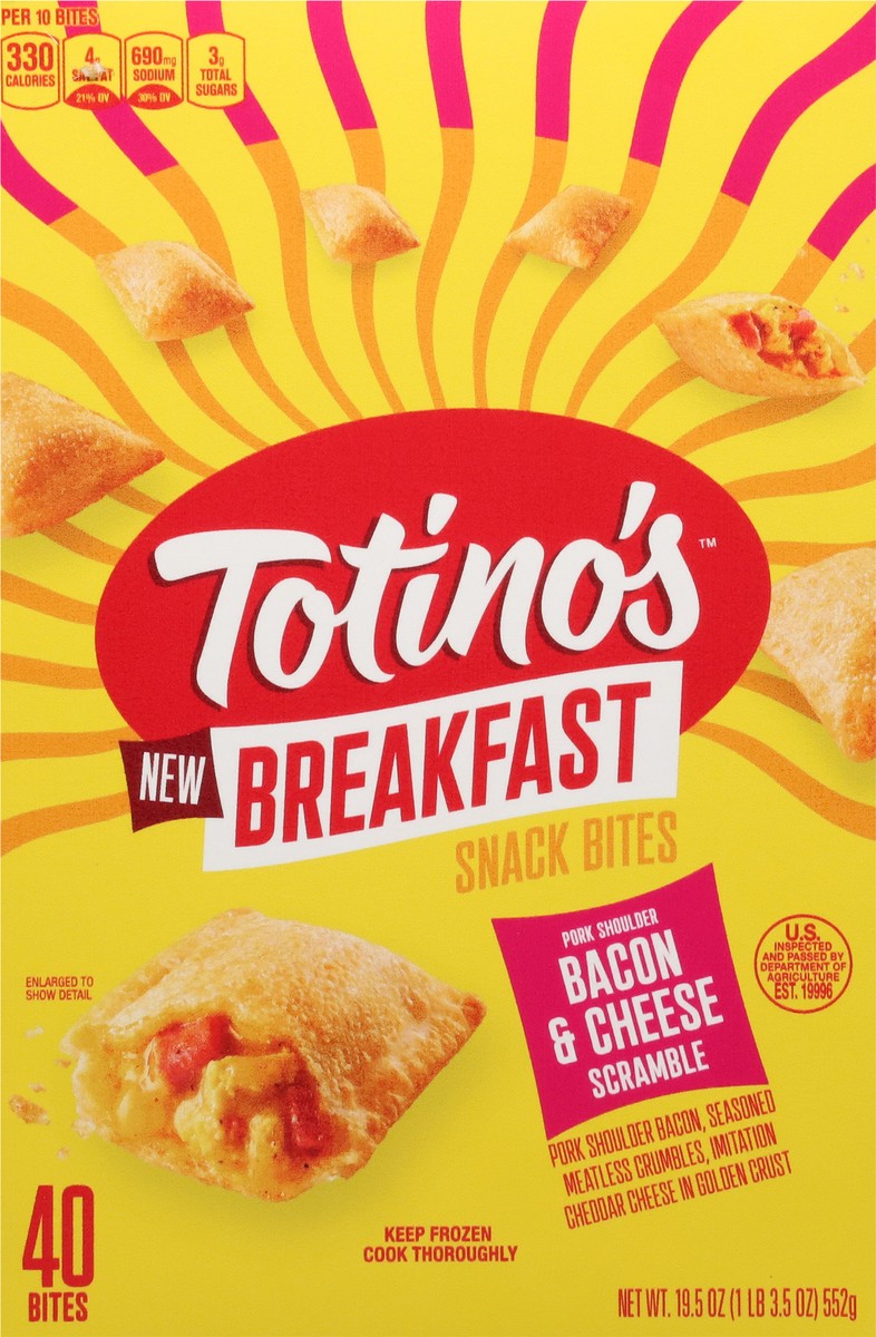 slide 3 of 16, Totino's Pork Shoulder Bacon & Cheese Scramble Breakfast Snack Bites 40 CT, 40 ct
