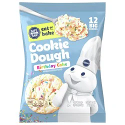 Pillsbury Eat or Bake Birthday Cake Cookie Dough, Makes 12 Big Cookies, 16 oz