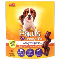 Paws Happy Life Wavy Strips Bacon & Cheese Flavor Dog Treats 25 oz