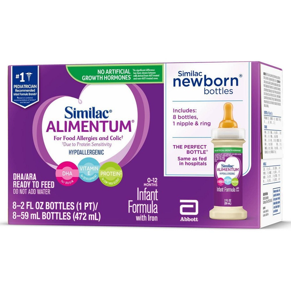 slide 3 of 5, Similac Alimentum Hypoallergenic For Food Allergies and Colic Infant Formula Ready-to-Feed, 8 ct; 2 fl oz