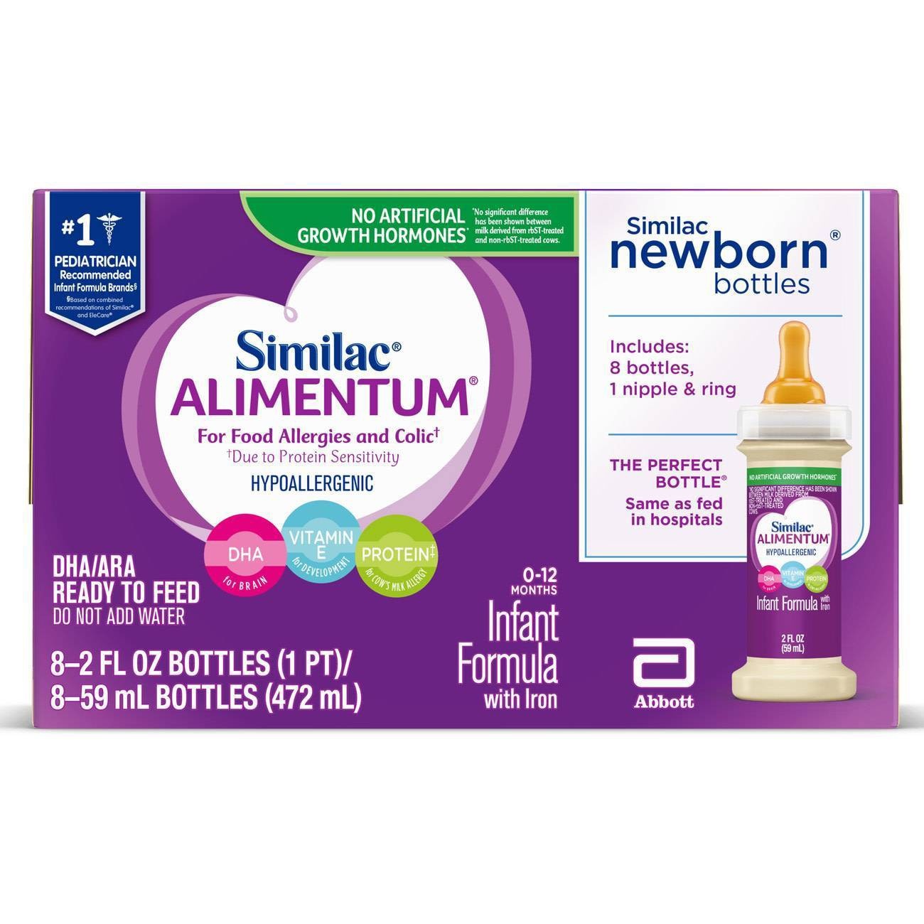 slide 1 of 5, Similac Alimentum Hypoallergenic For Food Allergies and Colic Infant Formula Ready-to-Feed, 8 ct; 2 fl oz