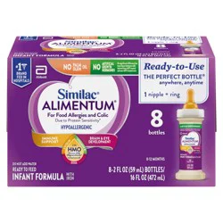 Similac Alimentum Hypoallergenic For Food Allergies and Colic Infant Formula Ready-to-Feed 8-2 fl oz Bottles