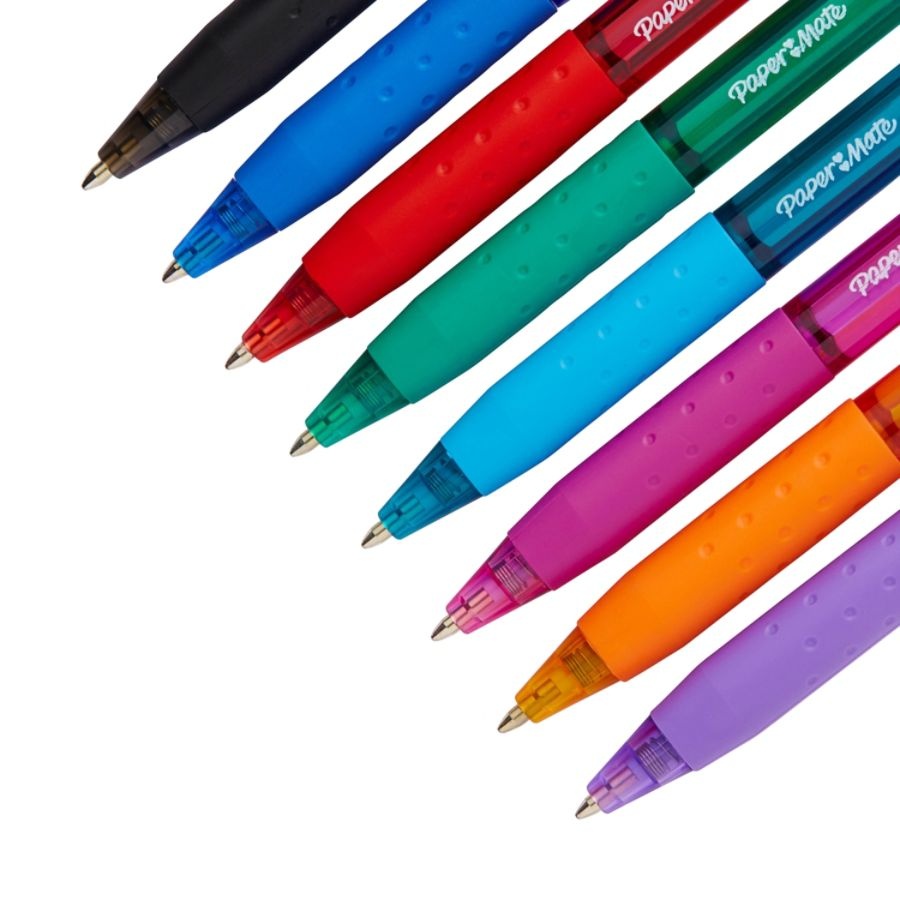 slide 3 of 4, Paper Mate Inkjoy 300 Rt Retractable Pens, Medium Point, 1.0 Mm, Clear Barrels, Assorted Ink Colors, Pack Of 24, 24 ct