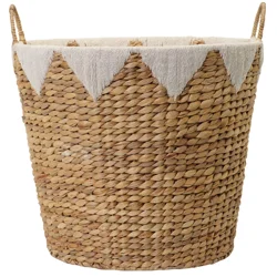 RGI Home Natural Ricenut Hyacinth Round Basket with Yarn - 16 in x 16 in x 16 in