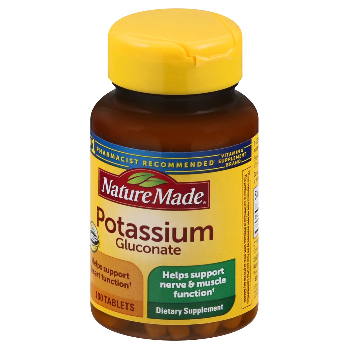 slide 7 of 9, Nature Made Potassium Gluconate 550 mg, Dietary Supplement for Heart Health Support, 100 Tablets, 100 Day Supply, 100 ct; 550 mg